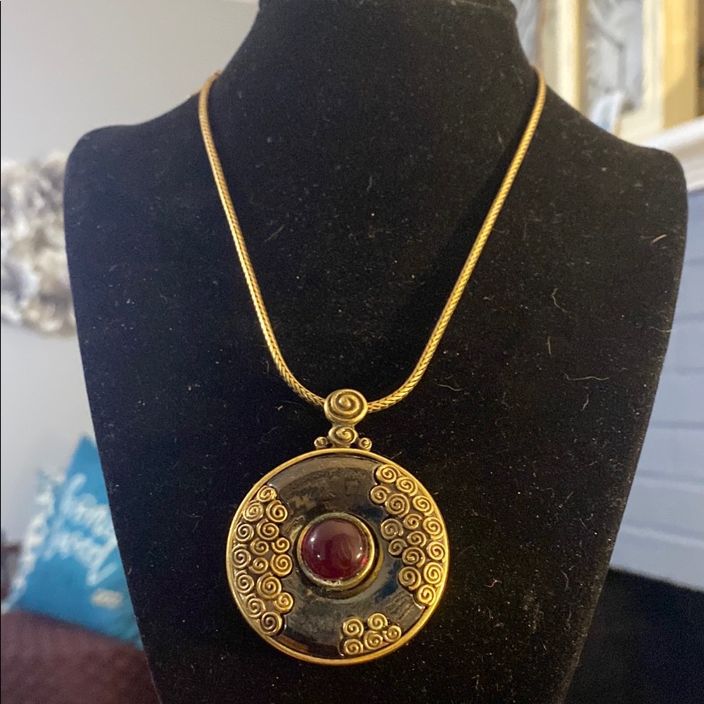 Vintage Chico's Enamel and Gold Necklace.